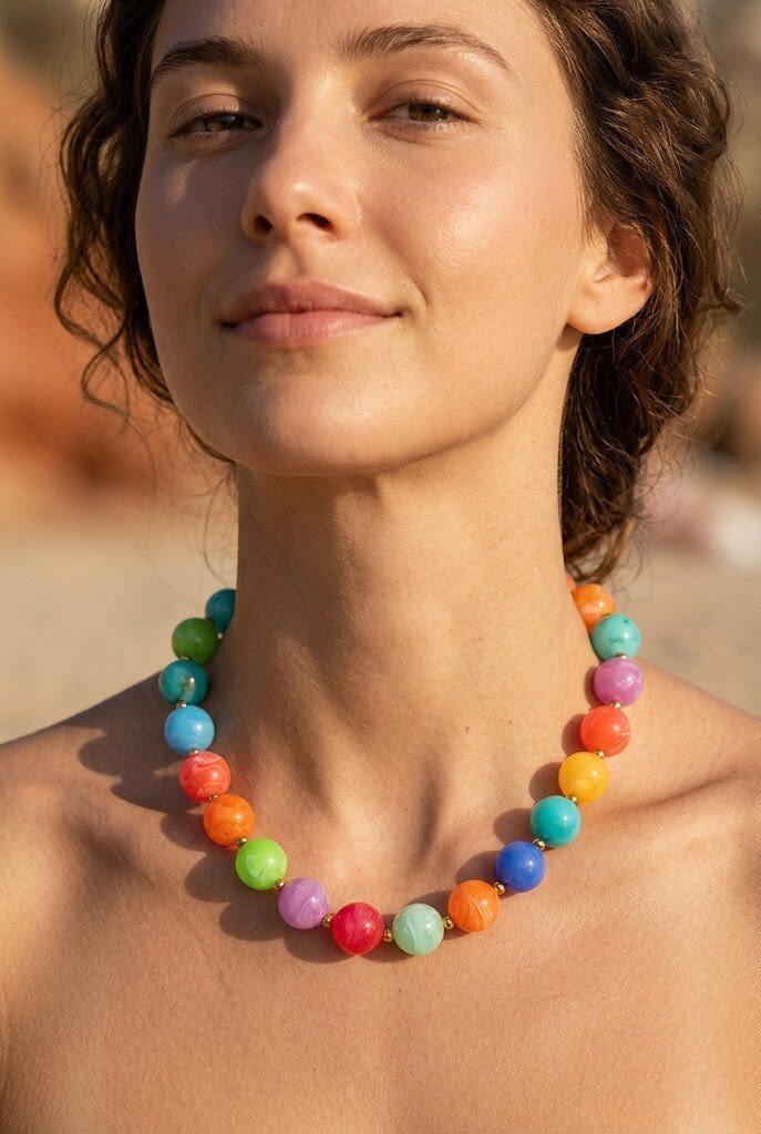Grossiste WEC - Collier Multicolore en Résine et Acier inoxydable