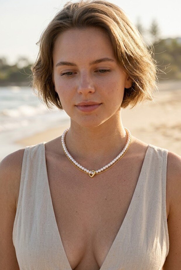 Grossiste WEC - Collier Double Rang « Cœur Éternel » – Éclat & Perles