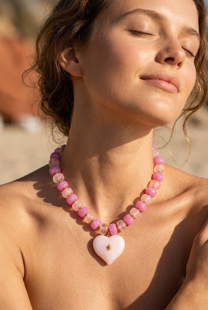 Grossiste WEC - Collier Acier Inoxydable + Résine en forme de Coeur