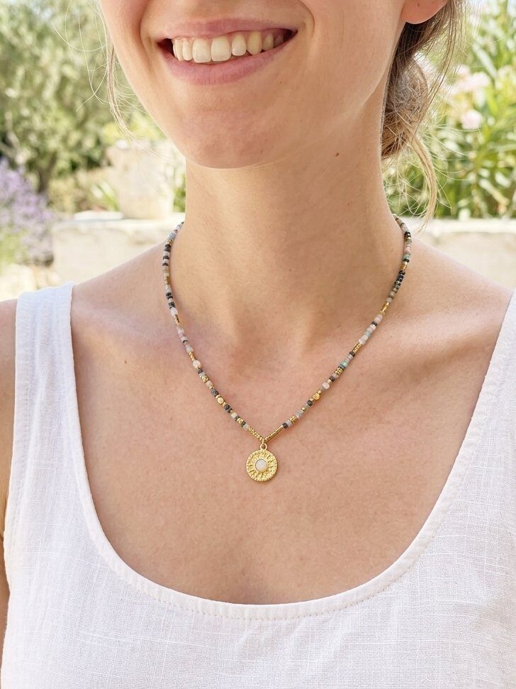 Grossiste WEC Bijoux - Collier en Acier Inoxydable + Pierres Naturelles