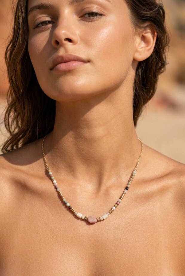 Grossiste WEC - COLLIER EN ACIER INOXYDABLE AVEC PIERRE NATURELLE