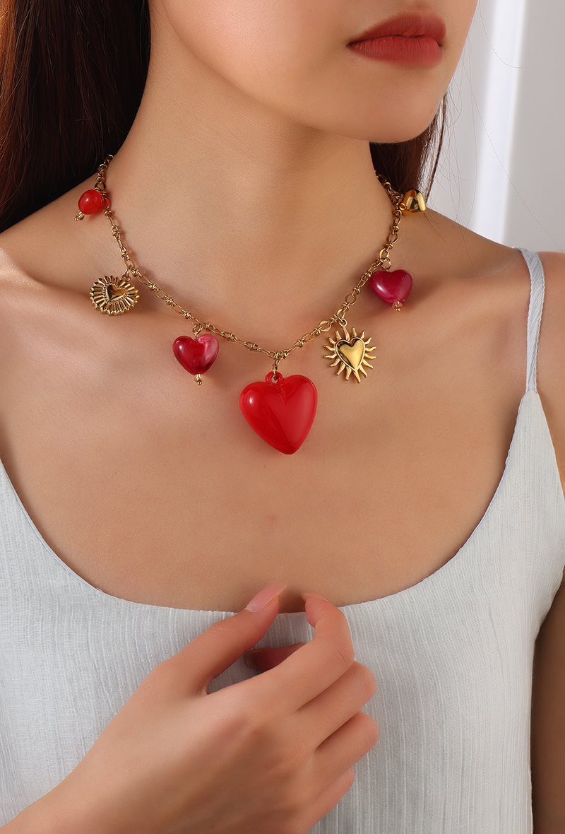 Grossiste WEC Bijoux - Collier Charm's Cœurs Passion en Acier Inoxydable
