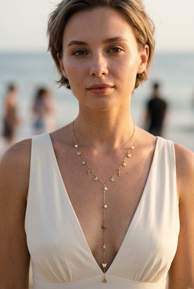 Grossiste WEC - COLLIER Y EN ACIER INOXYDABLE, MOTIF ÉTOILE, CROIX, PAPILLON, CŒUR