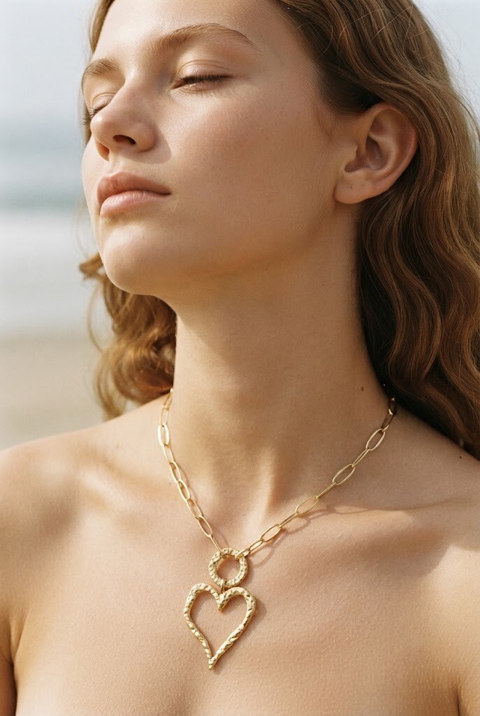 Grossiste WEC - Collier Cœur Martelé En Acier Inoxydable