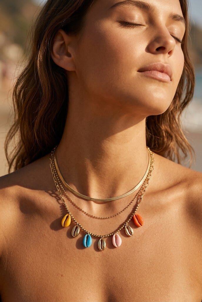 Grossiste WEC - COLLIER 3 RANG EN ACIER INOXYDABLE. COQUILLAGE