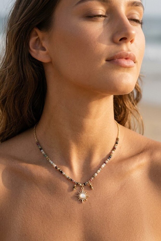Grossiste WEC - COLLIER EN ACIER INOXYDABLE AVEC PIERRE NATURELLE
