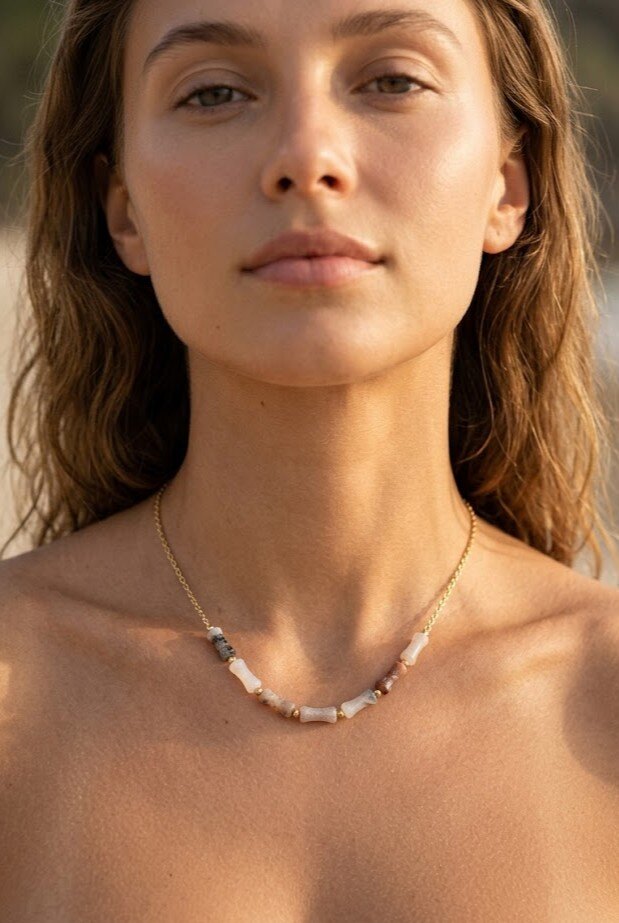 Grossiste WEC - COLLIER EN ACIER INOXYDABLE AVEC PIERRE NATURELLE