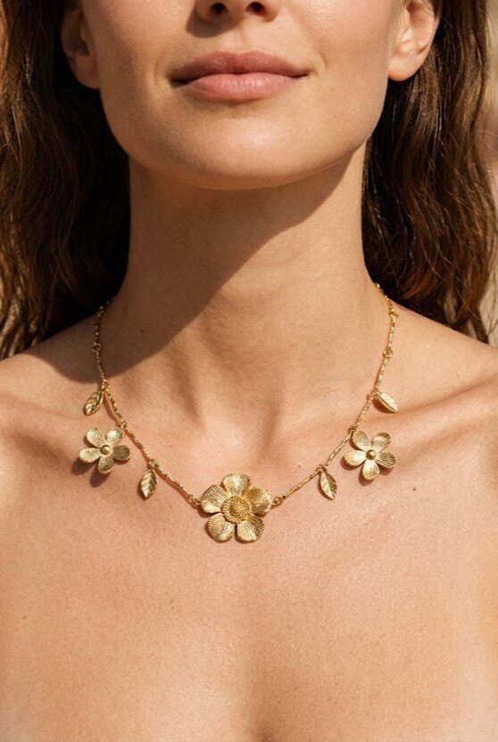 Grossiste WEC - Collier Floral en Acier Inoxydable – Collection Printemps éternel