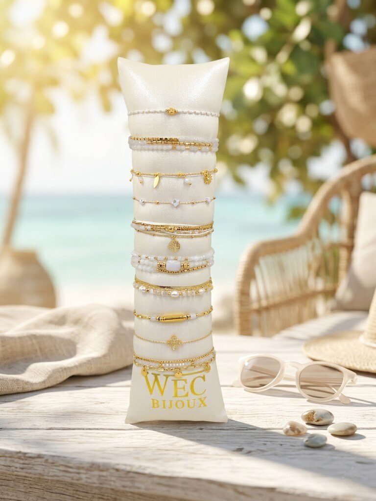 Grossiste WEC - Lot de 10 bracelets en acier inoxydable +boudin -Collection Éclat Pur