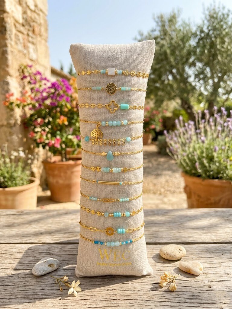 Grossista WEC - SET DI 12 BRACCIALETTI IN ACCIAIO INOSSIDABILE +PERLA -Collezione Splendore & Elementi