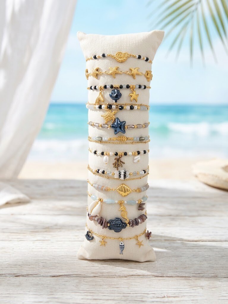 Grossiste WEC - LOT DE 12 BRACELETS EN ACIER INOXYDABLE+BOUDIN -Collection Trésors de l'Océan