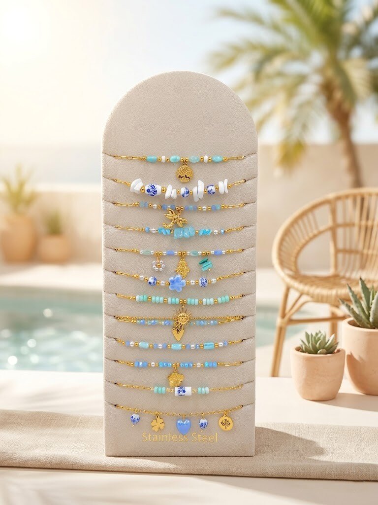 Grossiste WEC - Lot de 12 Bracelets en Acier Inoxydable -Collection Céleste & Azur