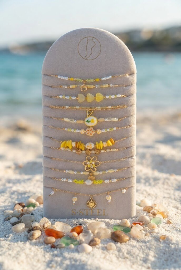 Grossiste WEC - Lot de 12 Chaînes de Cheville Summer & Ocean – Acier Inoxydable & Perles
