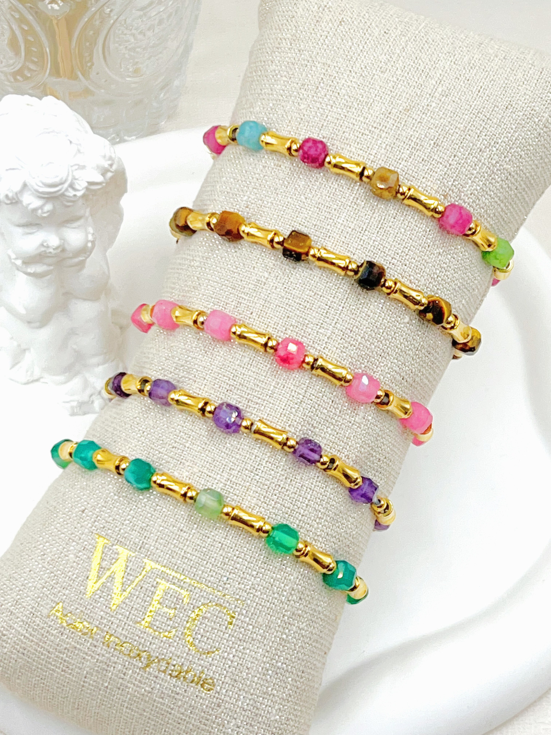 Grossiste WEC - Lot de 5 Bracelets Élastiques en Acier Inoxydable – L'Éclat des Couleurs au Quotidien