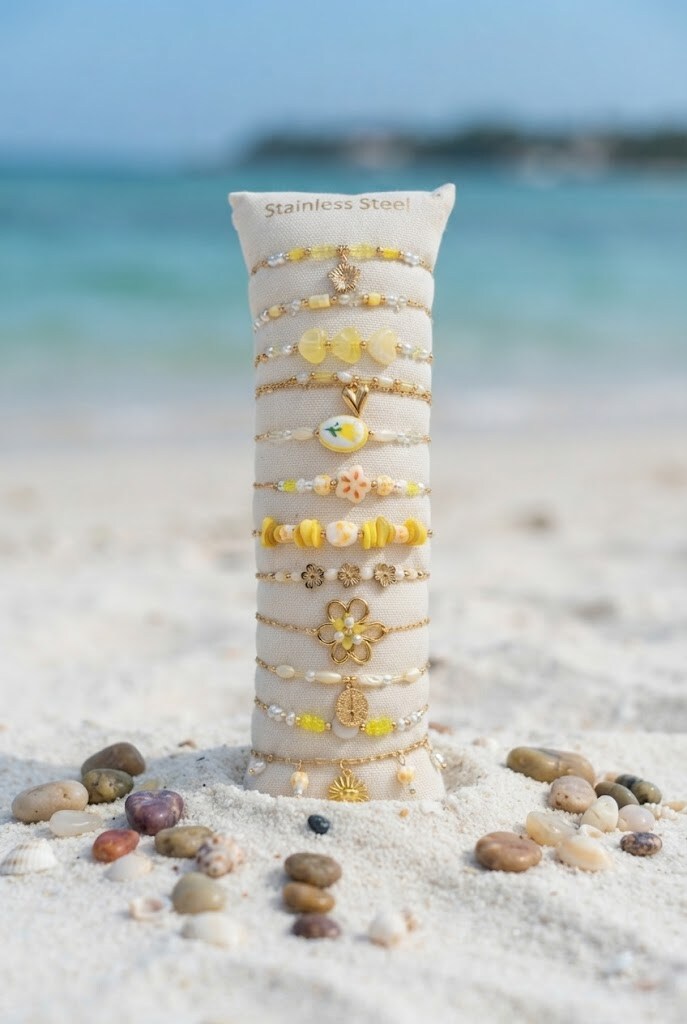 Grossiste WEC - Lot de 12 Bracelets Boho Chic & Floral – Acier Inoxydable + Boudin