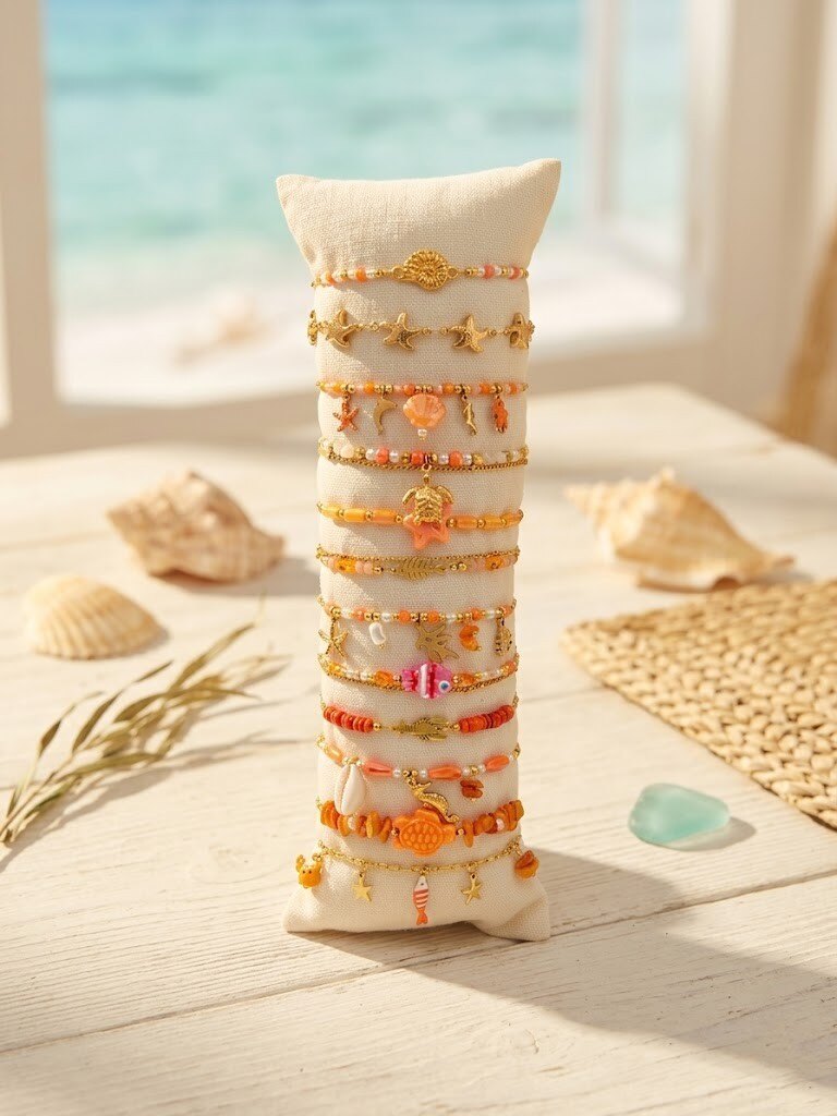 Grossiste WEC - LOT DE 12 BRACELETS EN ACIER INOXYDABLE +BOUDIN -Collection Éclat Océanique