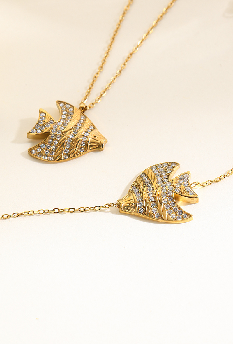 Grossiste WEC Bijoux - Parure Poisson Collier & Bracelet en Acier Inoxydable