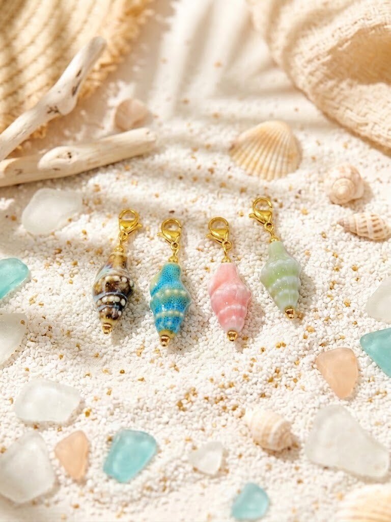 Grossiste WEC - Pendentifs charm Coquillages ceramique en Acier inoxydable
