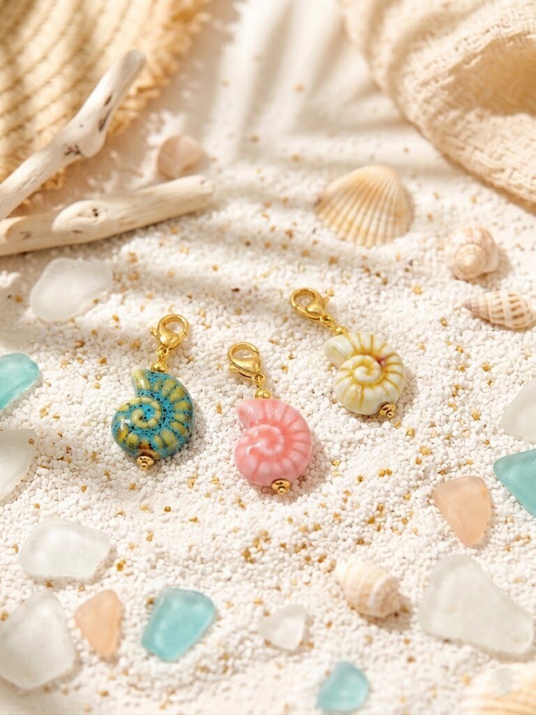 Grossiste WEC - Pendentifs Charmes Coquillages céramique en Acier Inoxydable – Esprit Bord de Mer