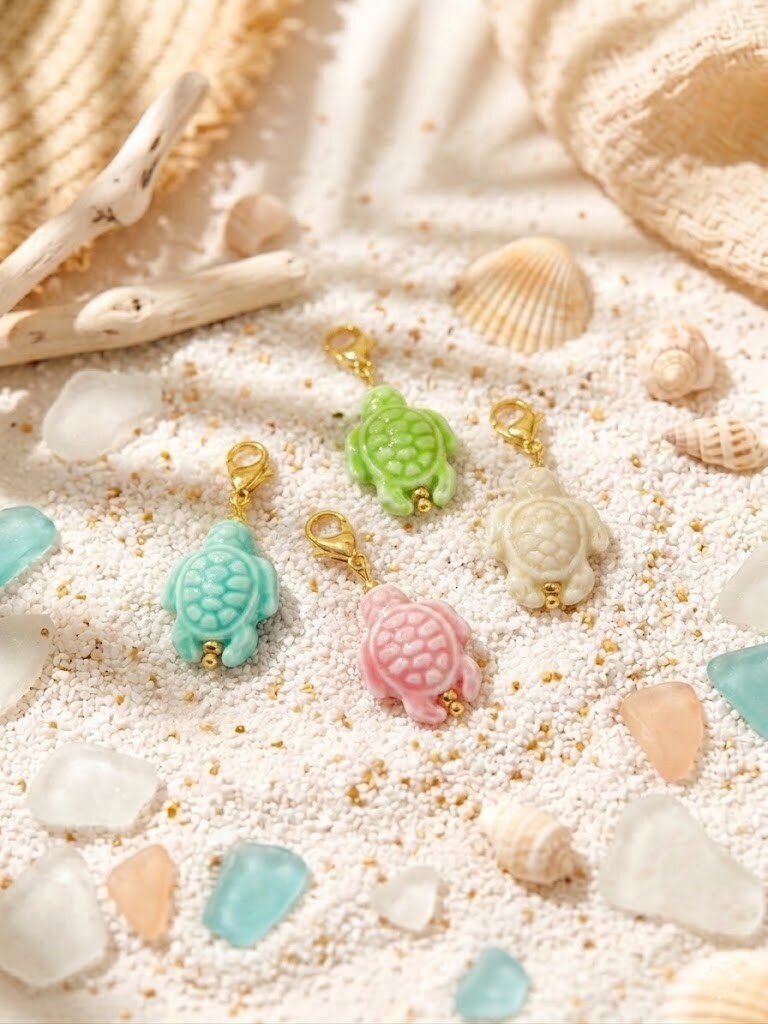 Grossiste WEC - Pendentifs charm Tortues en Acier inoxydable & céramique