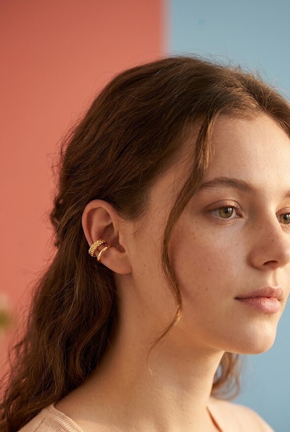 Wholesaler WEC - Double Row Spike Ear Cuff in Stainless Steel