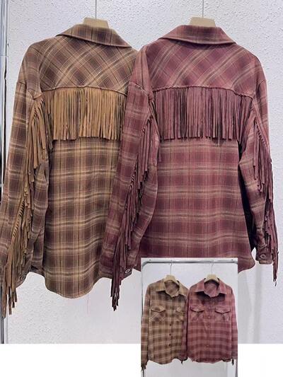 Grossiste WEILCO - CHEMISE EN FLANELLE ÉPAISSE AVEC FRANGES À L'ARRIÈRE Grossiste WEILCO - CHEMISE EN FLANELLE ÉPAISSE AVEC FRANGES À L'ARRIÈRE