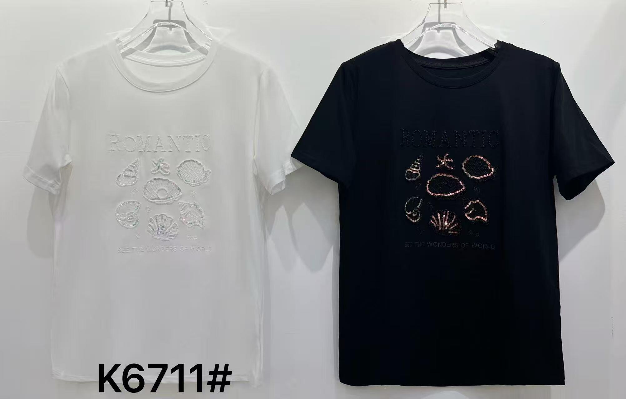 Wholesaler WEILCO - BI-STRETCH T-SHIRT WITH SHELL PRINT AND SEQUIN DETAILS