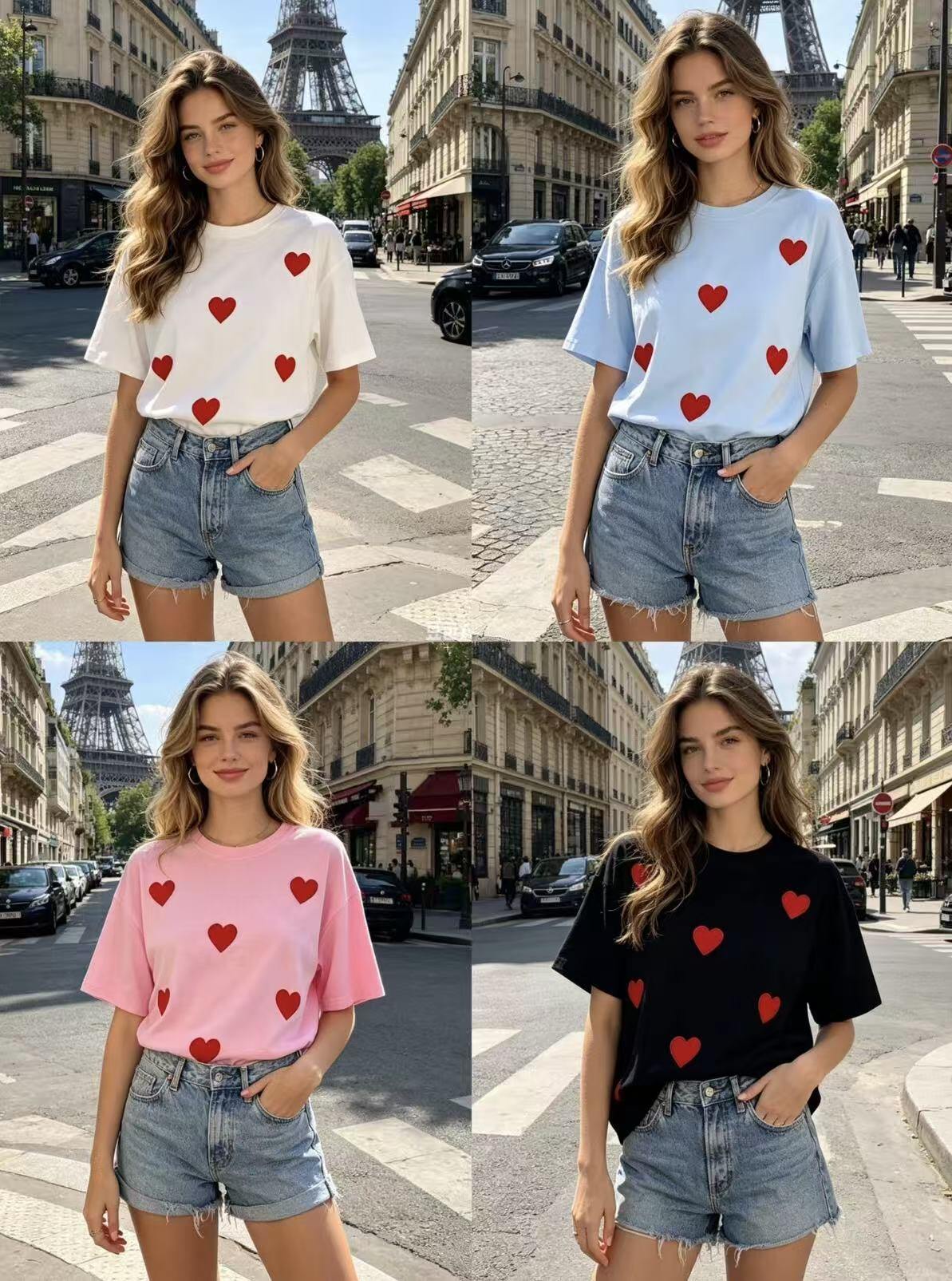 Wholesaler WEILCO - 200g fabric t-shirts with heart embroidery