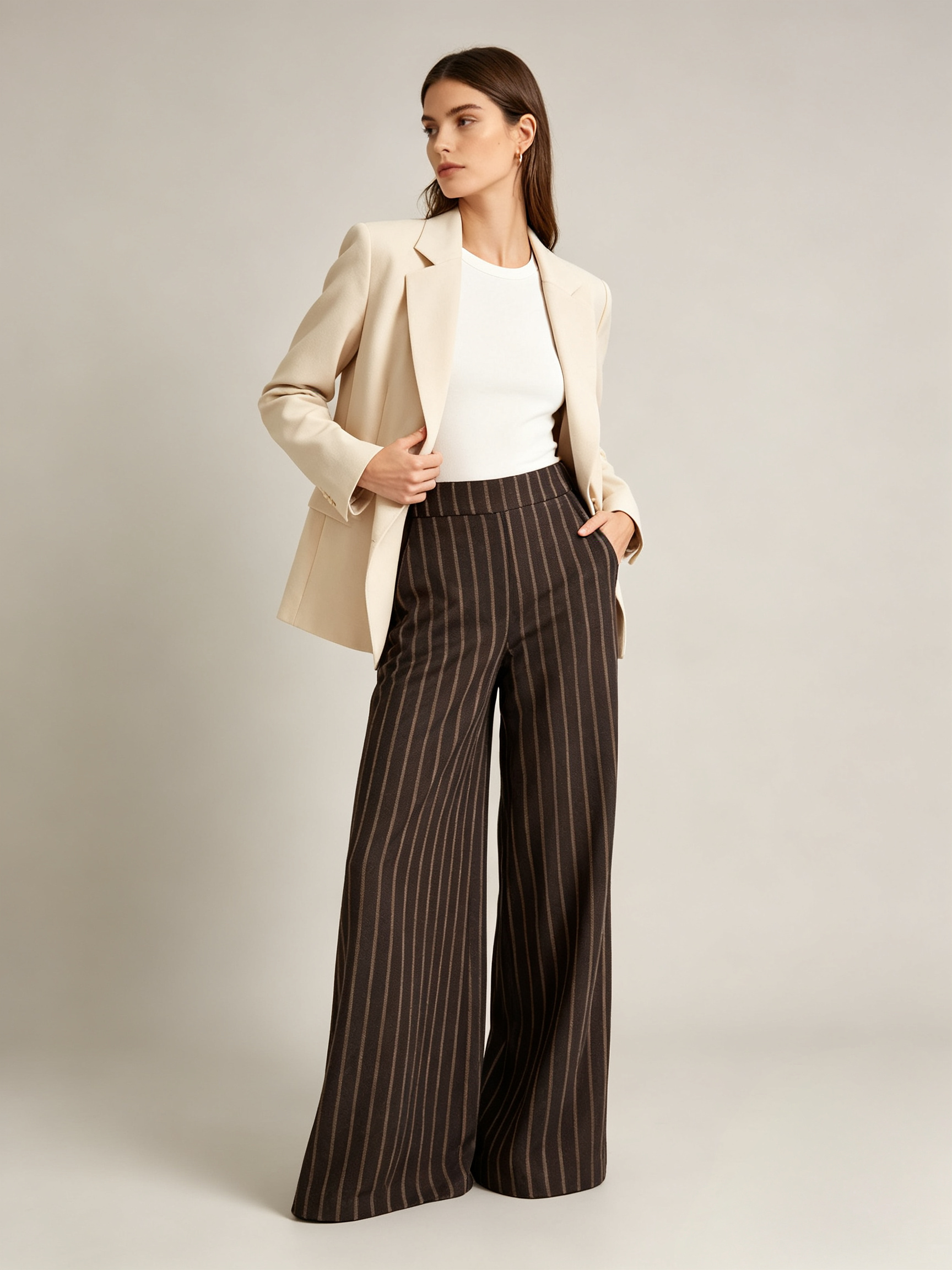 Wholesaler WESTEENE ITALY - High-waisted flared pants with vertical stripes