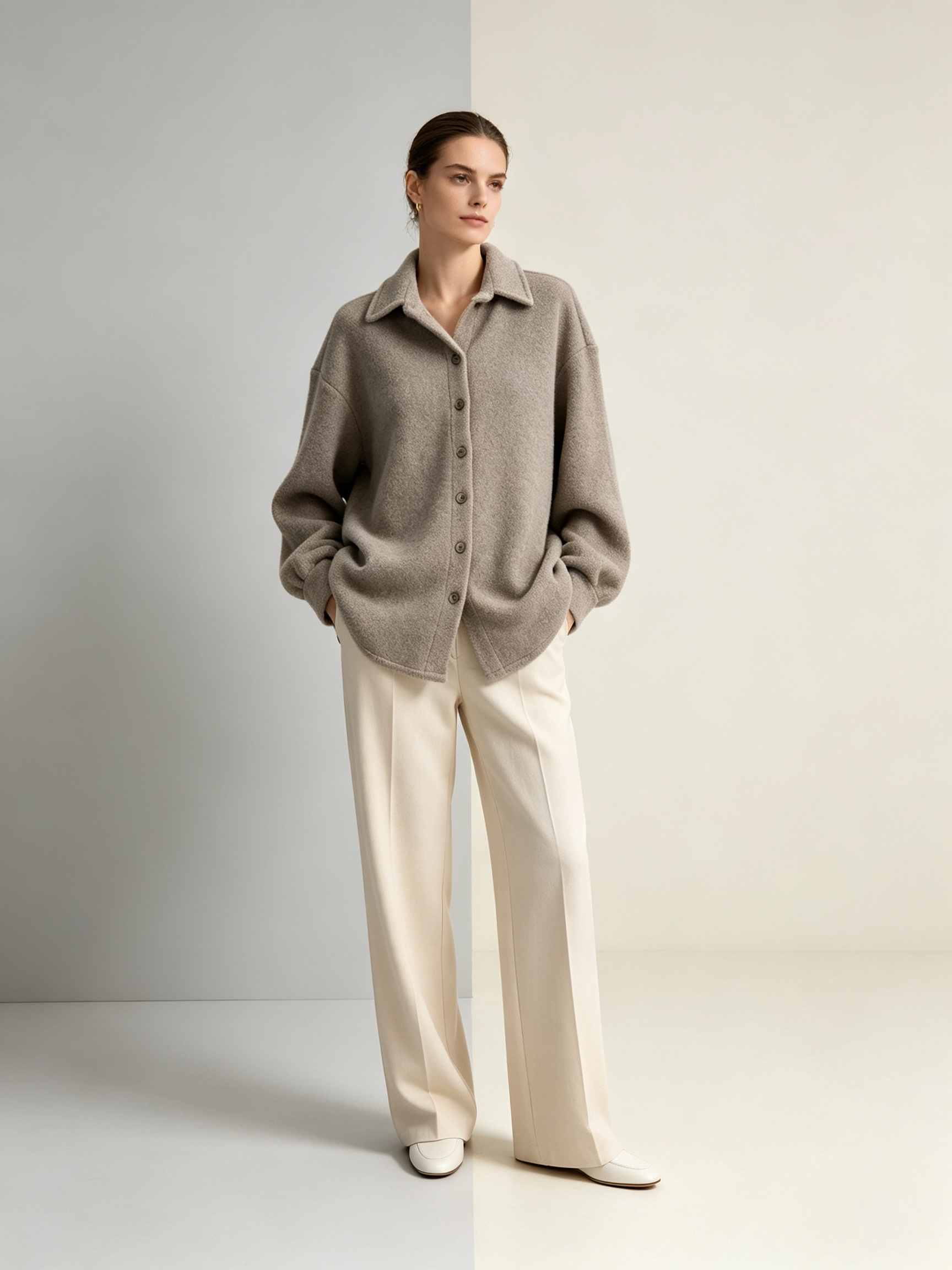 Wholesaler WESTEENE ITALY - SOFT SHIRT JACKET WITH CLASSIC FEMALE COLLAR