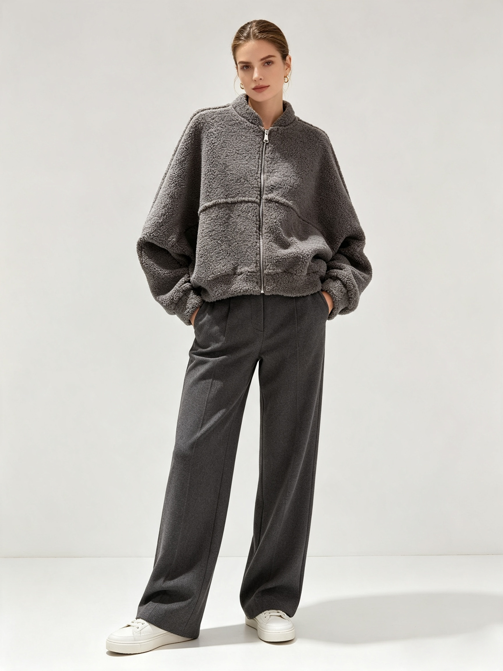 Wholesaler WESTEENE ITALY - Soft teddy zip jacket, oversized fit