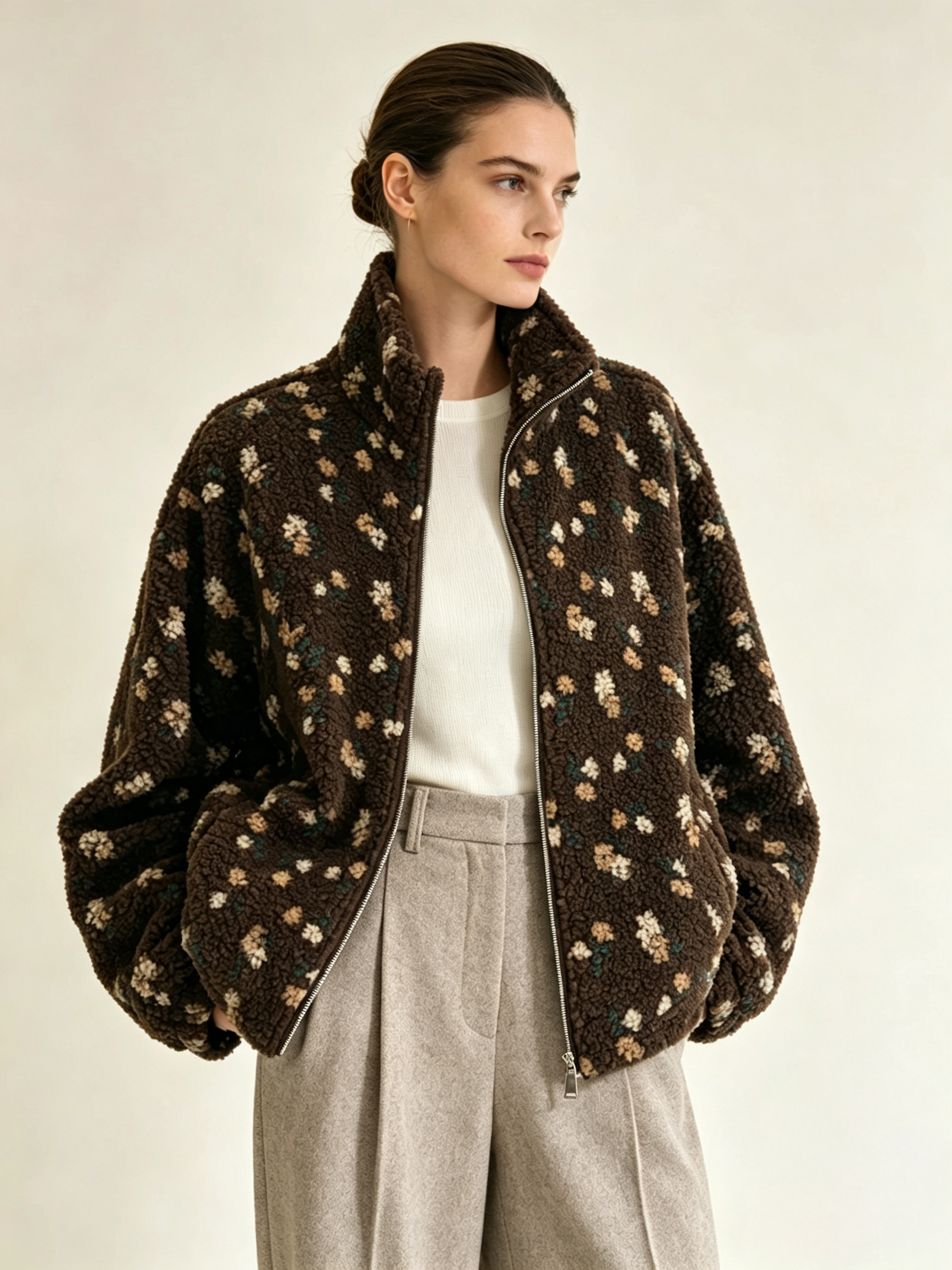 Grossiste WESTEENE ITALY - VESTE EN SHERPA À IMPRIMÉ FLORAL POUR FEMME