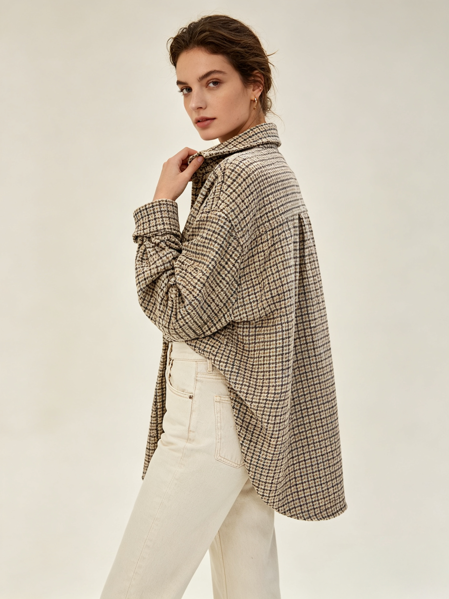 Wholesaler WESTEENE ITALY - SOFT PLAID SHIRT JACKET IN OVERSIZED FIT