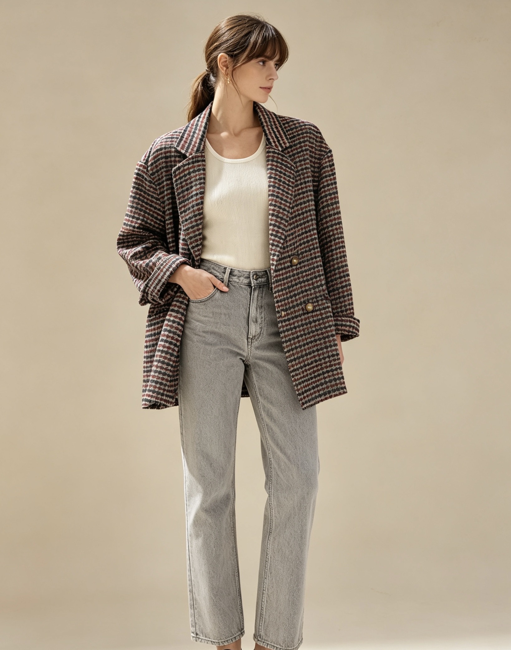 Wholesaler WESTEENE ITALY - ICONIC OVERSIZED BLAZER IN HOUNDSTOOTH TWEED