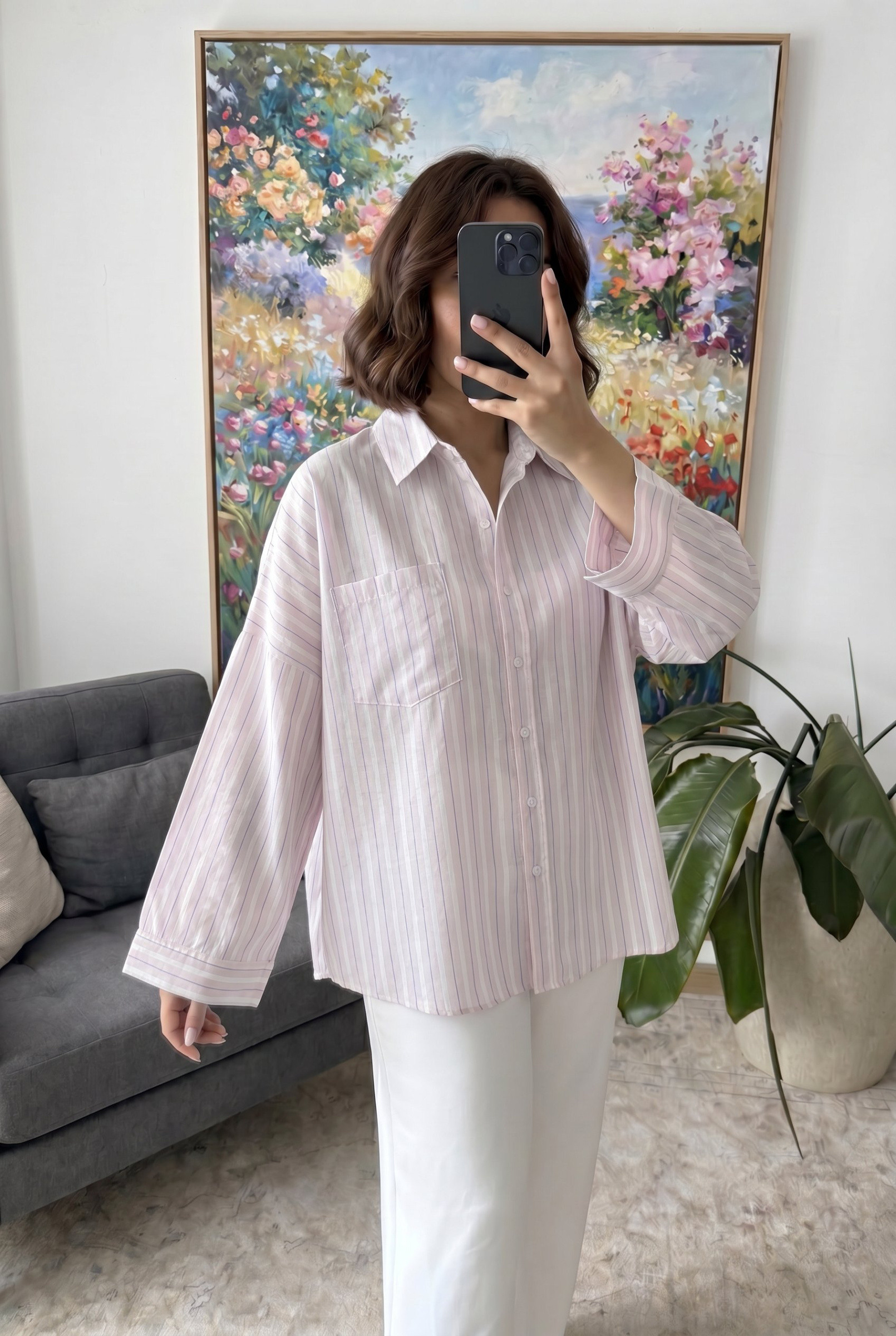 Wholesaler White Icy by Shako - Lina Striped Shirt