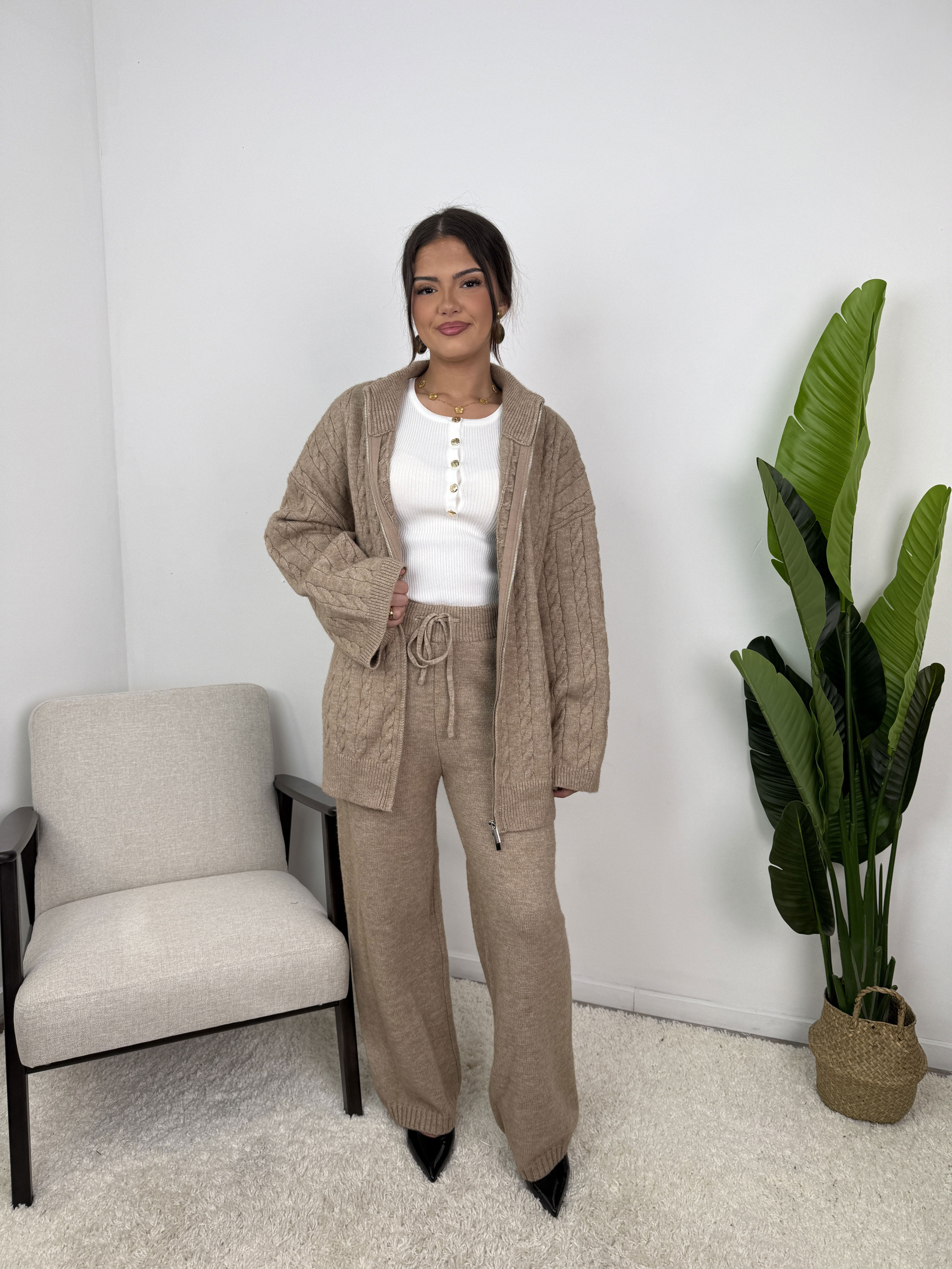 Grossiste White Icy by Shako - Ensemble Alizé – Maille torsadée zippée