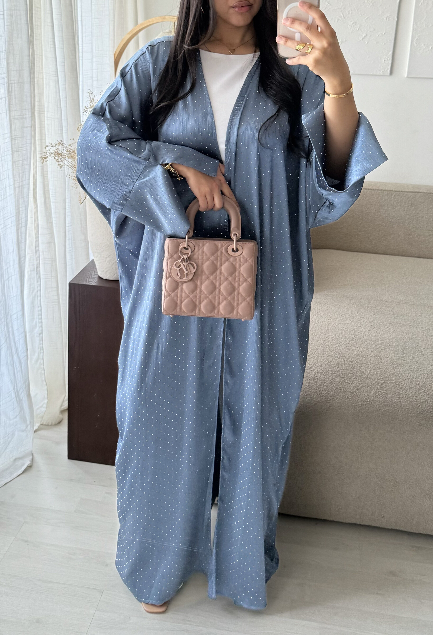Grossista White Icy - Kimono ondulato con diamanti di imitazione