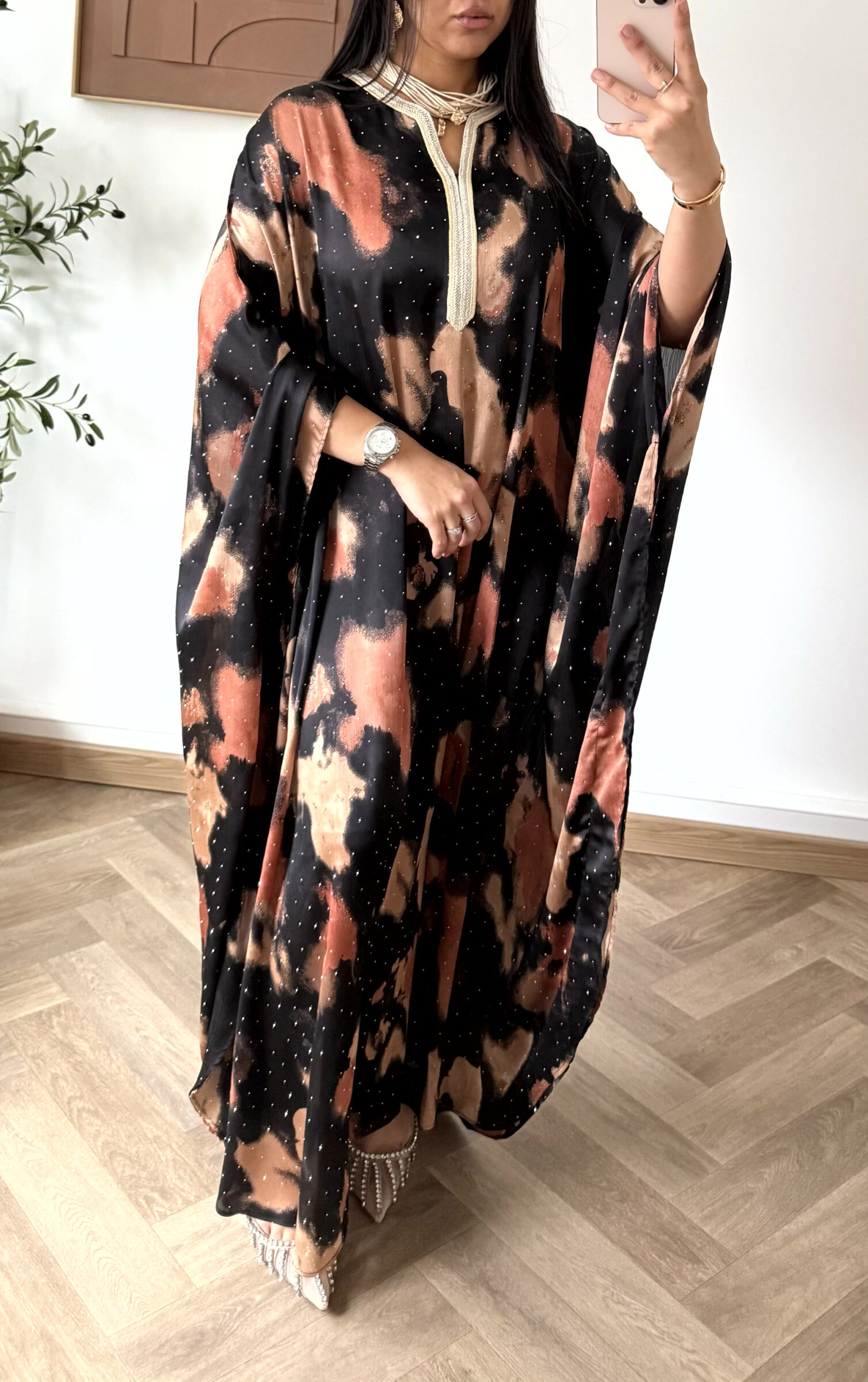 Grossiste White Icy - Robe abaya strass étoilé