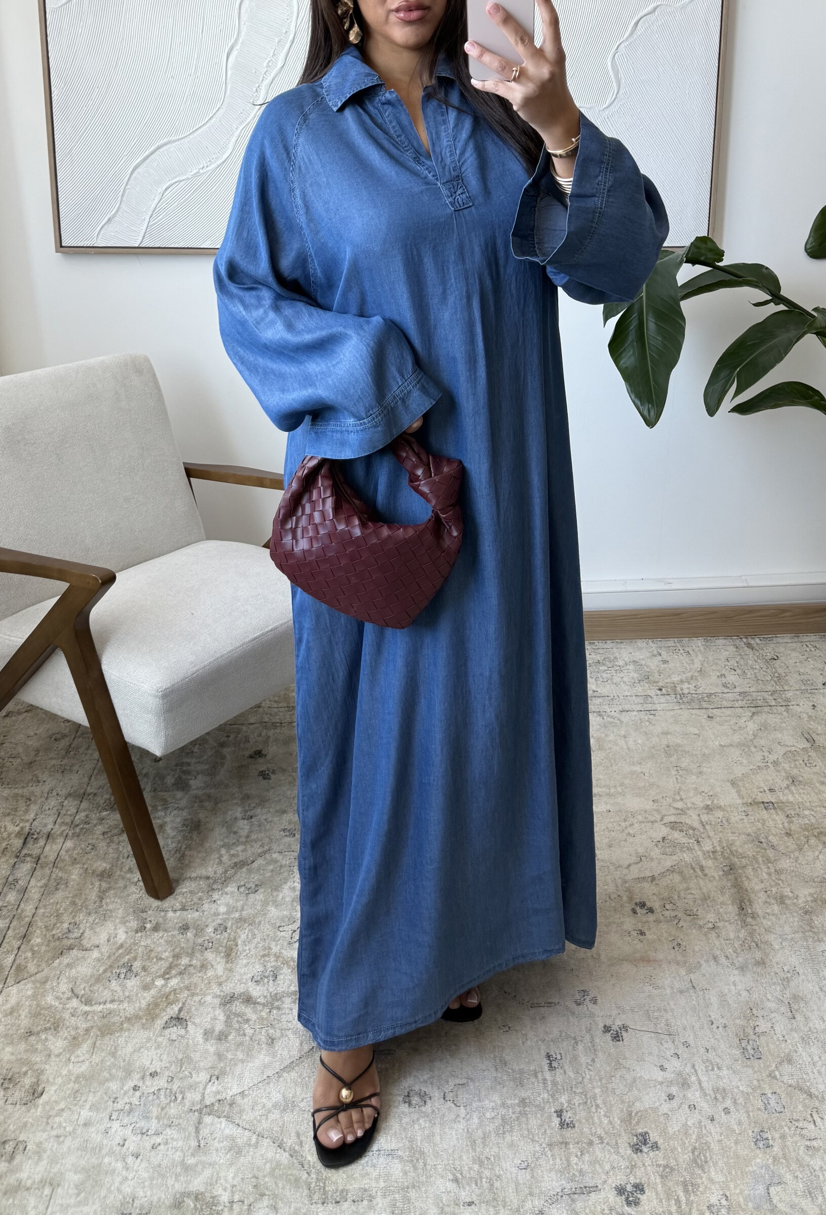 Grossiste White Icy - Abaya jean matière légère pour été
