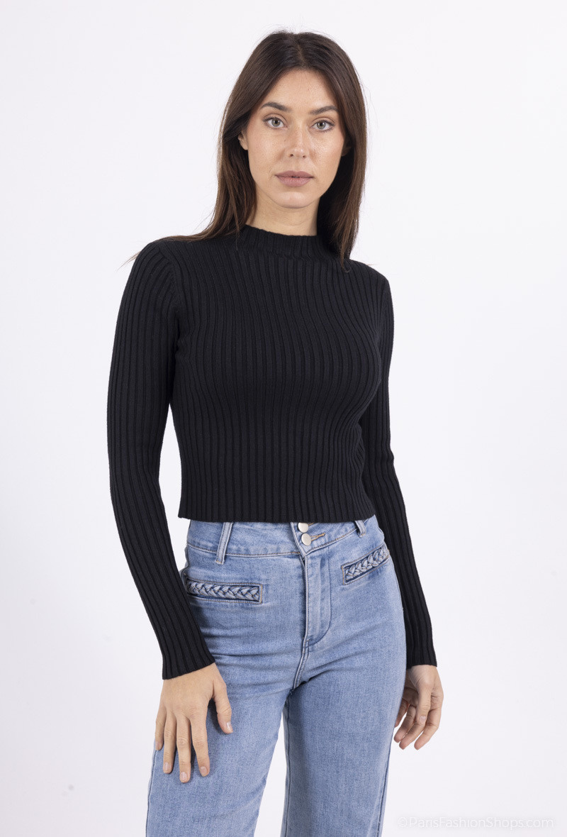 Grossista White Icy by Shako - Maglione crop top a coste