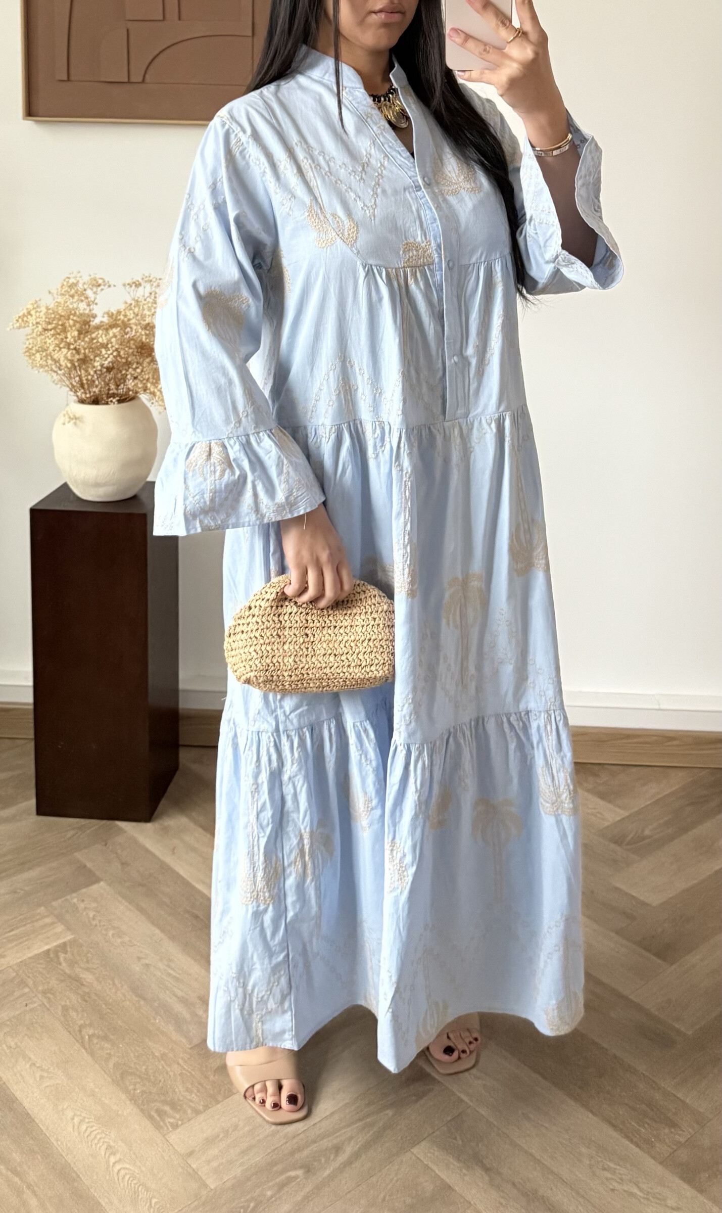 Mayorista White Icy - Vestido bordado oriental