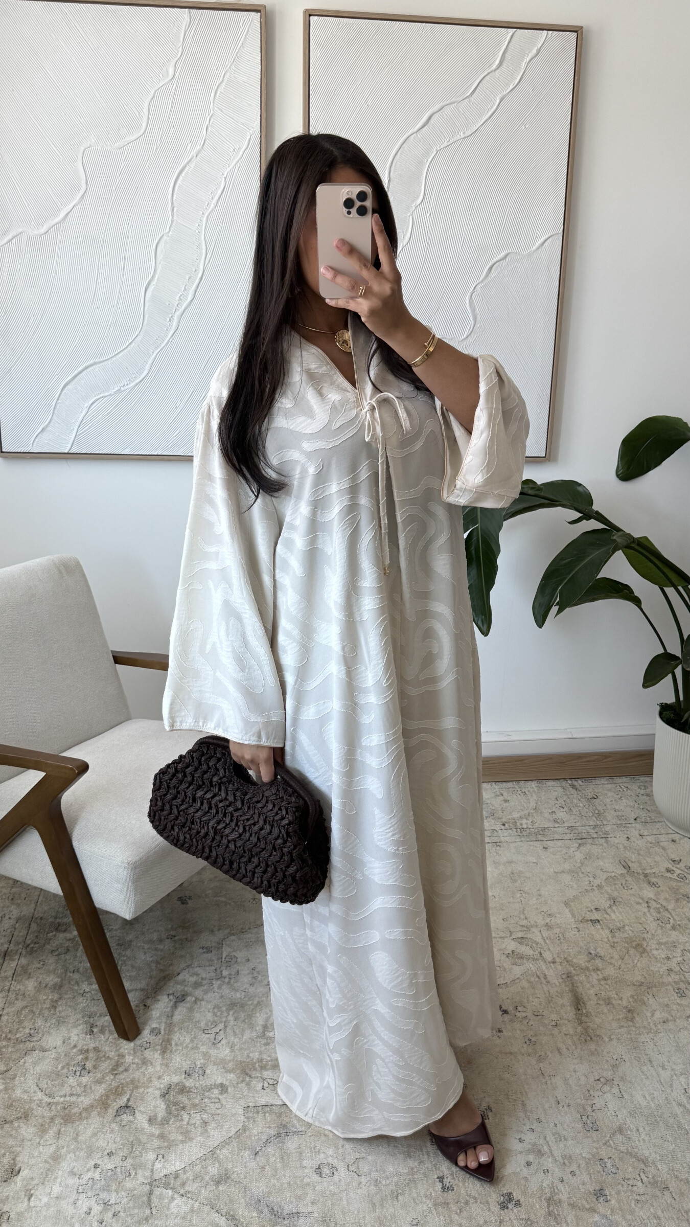 Wholesaler White Icy - Abaya knot dress