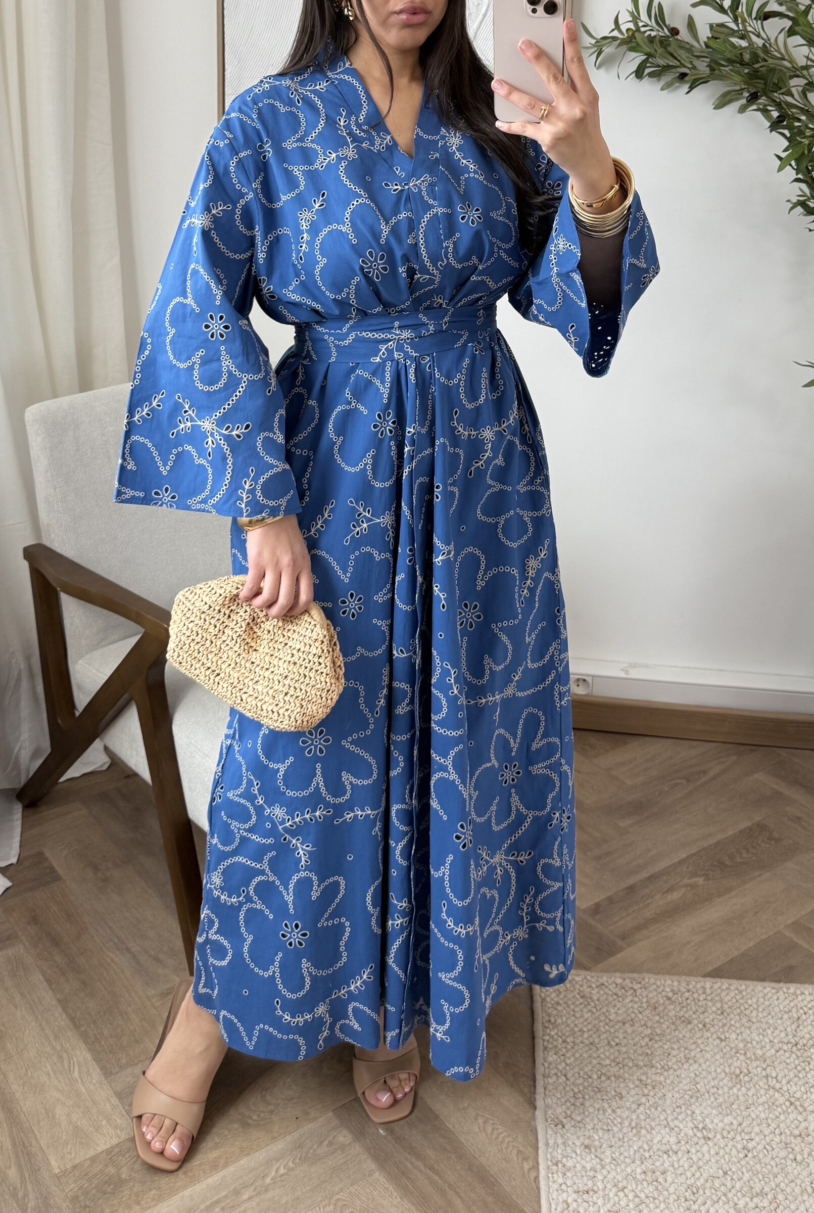 Wholesaler White Icy - Floral printed English embroidery dress