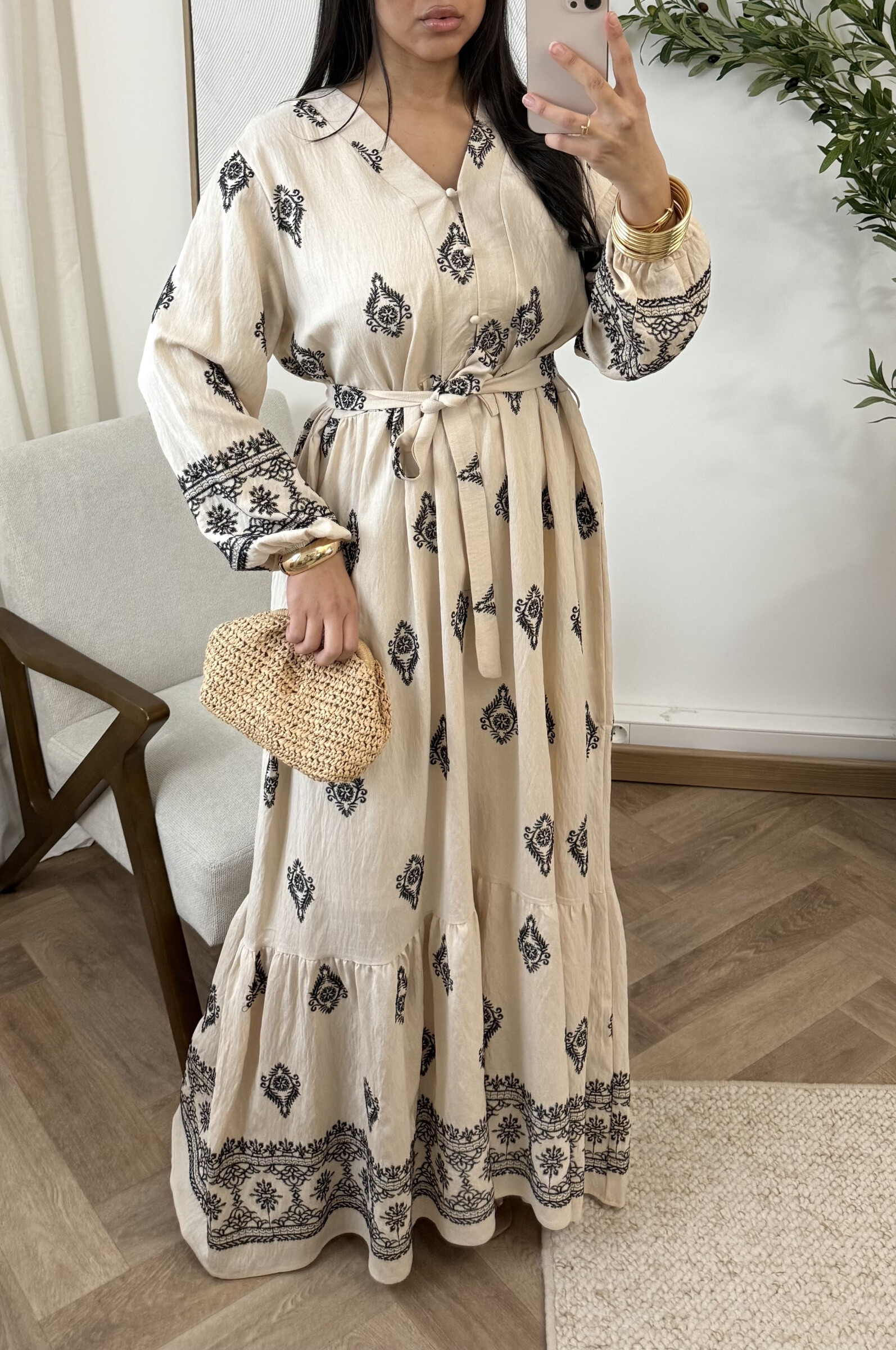 Wholesaler White Icy - Oriental embroidery dress