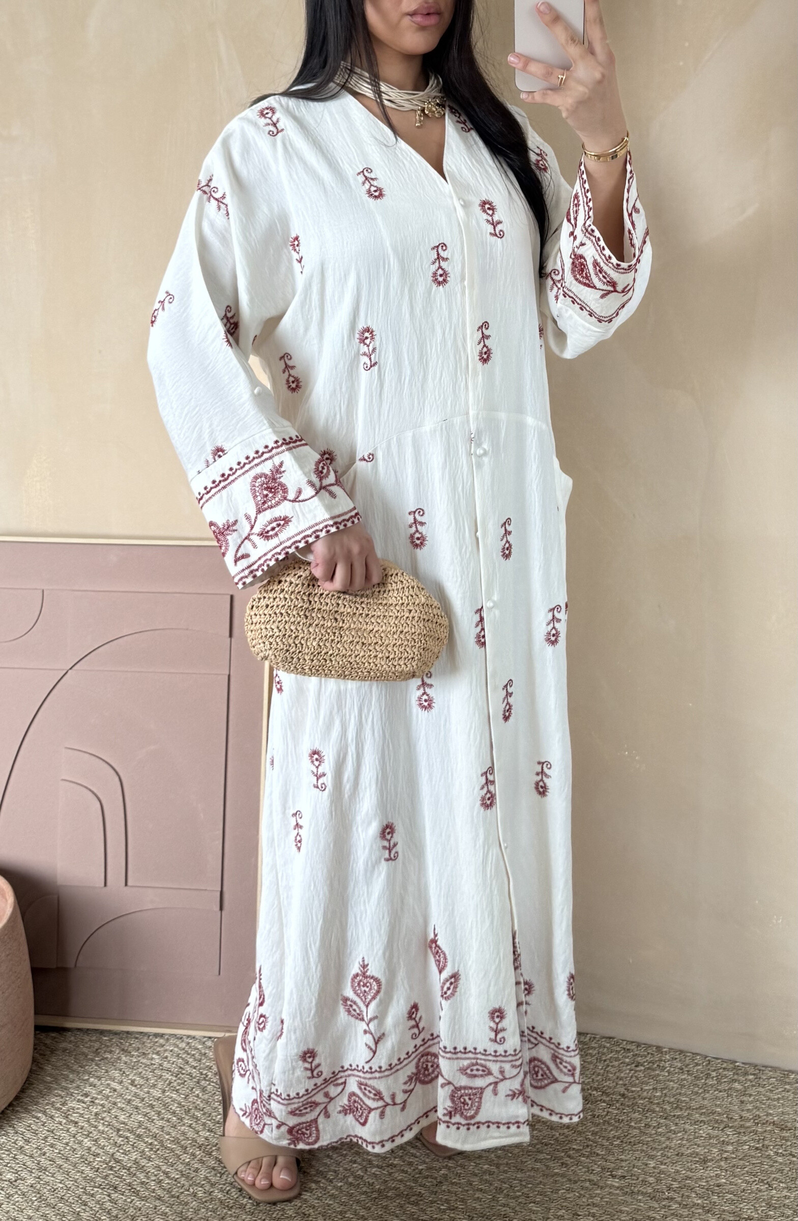 Wholesaler White Icy - Large oriental embroidery dress