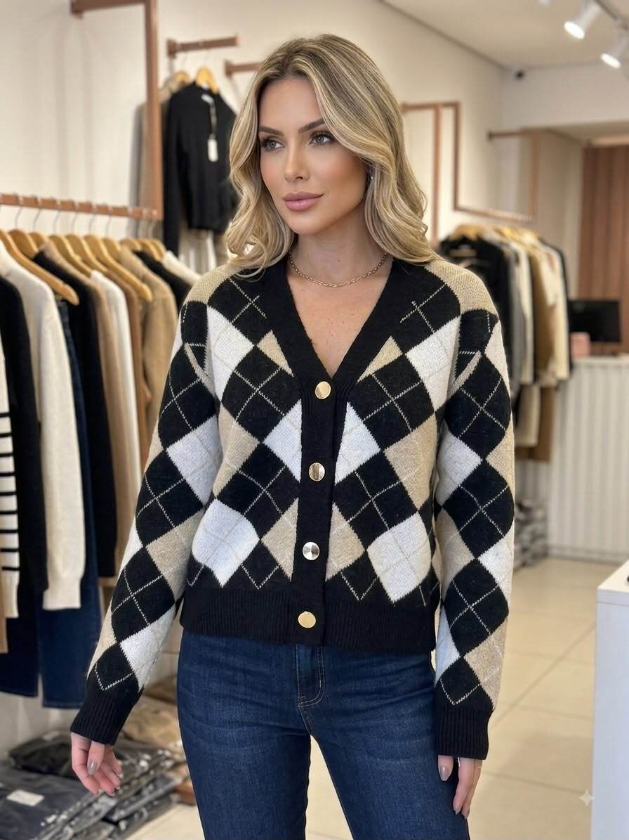 Wholesaler WHOO - V-neck cardigan with gold buttons