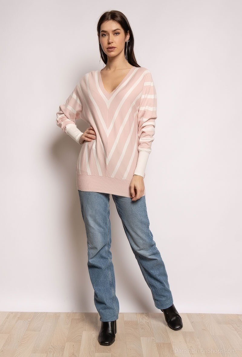 Wholesaler WHOO - Striped sweater with V neck