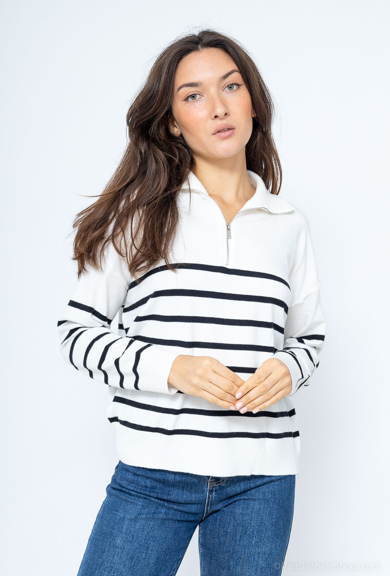 Mayorista WHOO - JERSEY RAYAS CUELLO CREMALLERA
