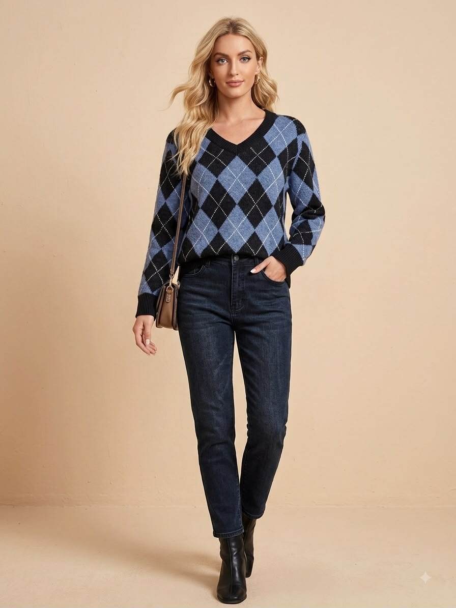 Wholesaler WHOO - Diamond check knit sweater