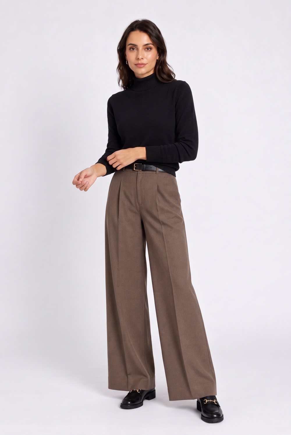 Wholesaler William de Faye - Classic high-neck sweater with long sleeves, knitted in double yarn